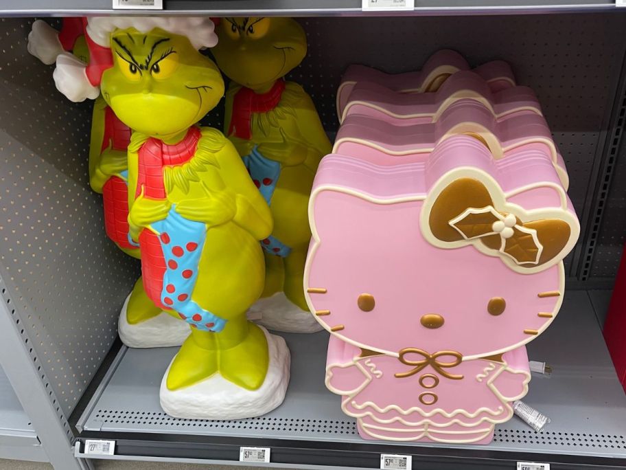 grinch and hello kitty blow molds at walmart