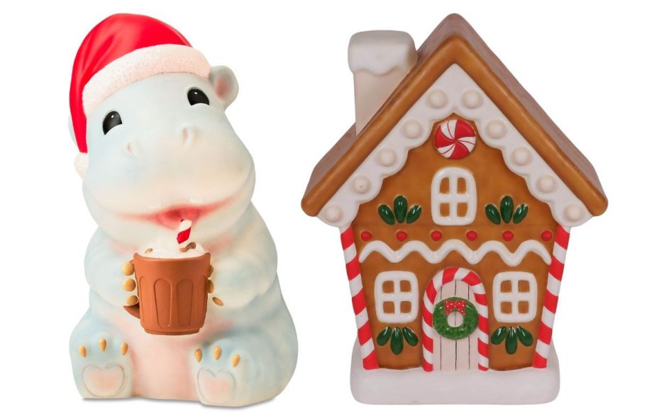 hippo and gingerbread house blow molds
