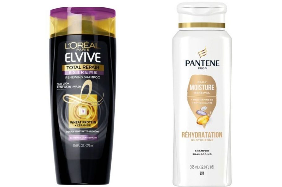 Stock images of Loreal Elvive and Pantene Shampoos