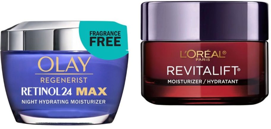 Stock images of Olay and L'Oreal Skin Care