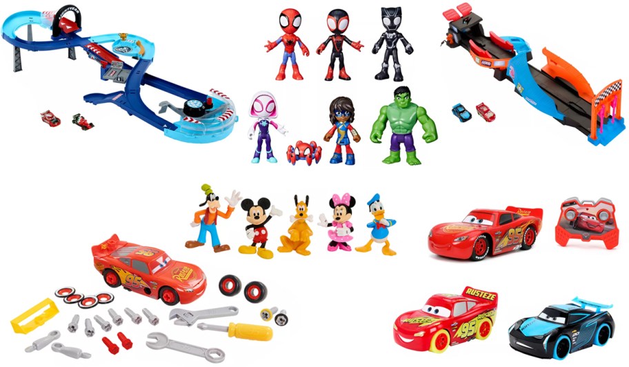 Cars Lightning McQueen Builder, Mickey Mouse Friends, Cars Track Talkers, Global Racers Cup, Cars Glow Racers Launch, Lightning McQueen RC, Marvel Spidey and Friends