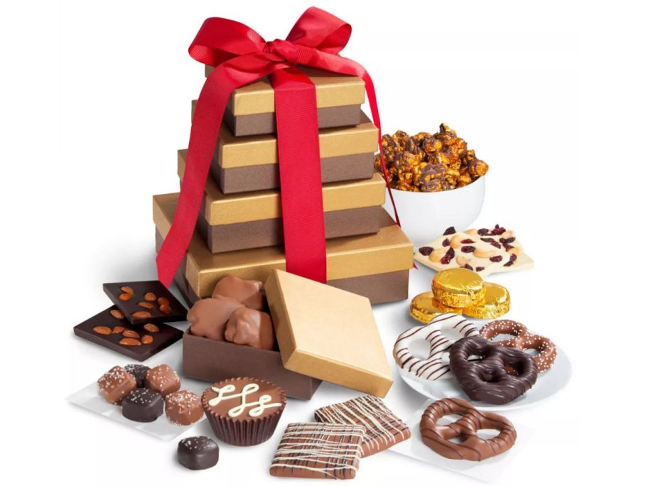 Chocolate Indulgence Deluxe Gift Tower stock image