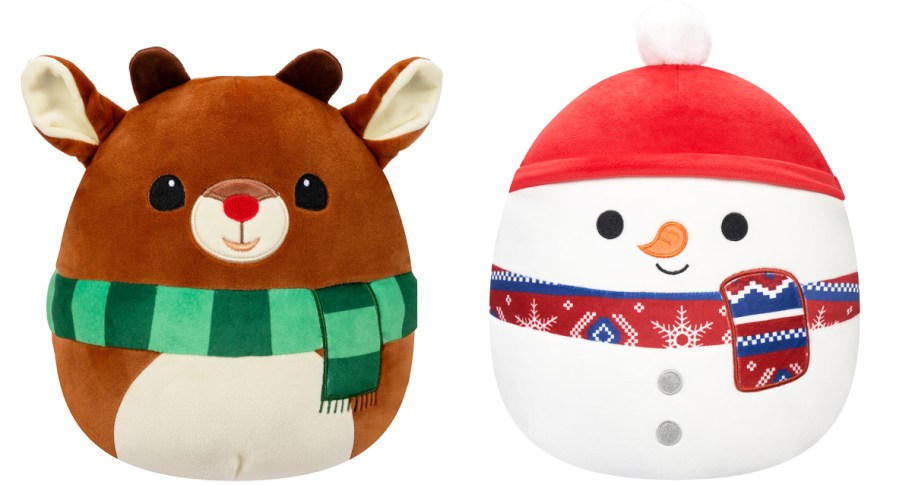 reindeer and snowman Squishmallows Christmas plush