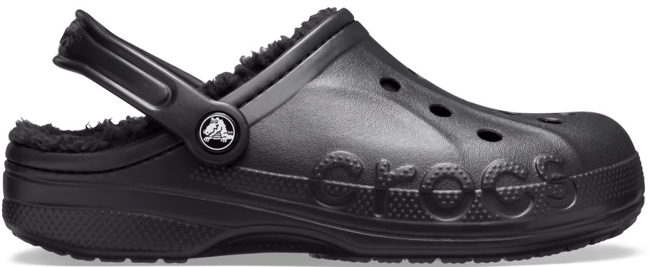 black fleece lined crocs clog