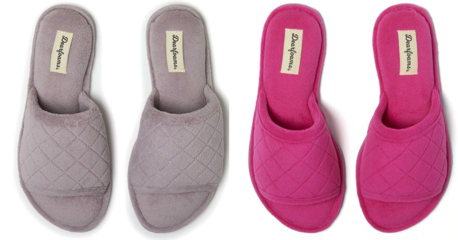 Dearfoams Women's Beatrice Microfiber Terry Slide w/ Quilted Vamp stock images