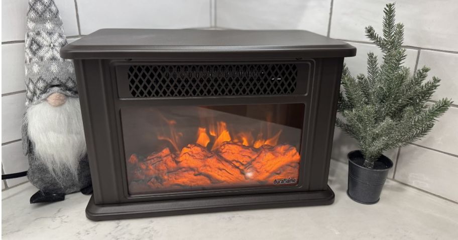 Duraflame Tabletop Electric Fireplace w/ Flame Effect on counter