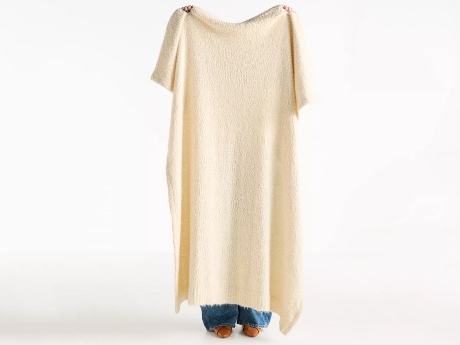 Eyelash Popcorn Knitted Throw