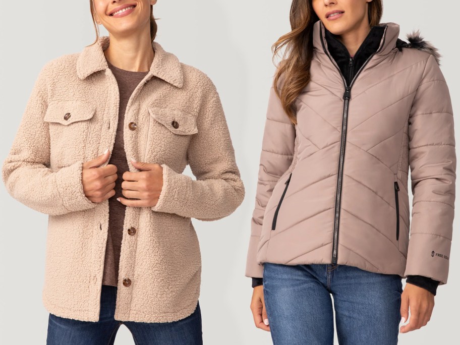 Free Country womens sherpa shacket and brisk ii parka jacket