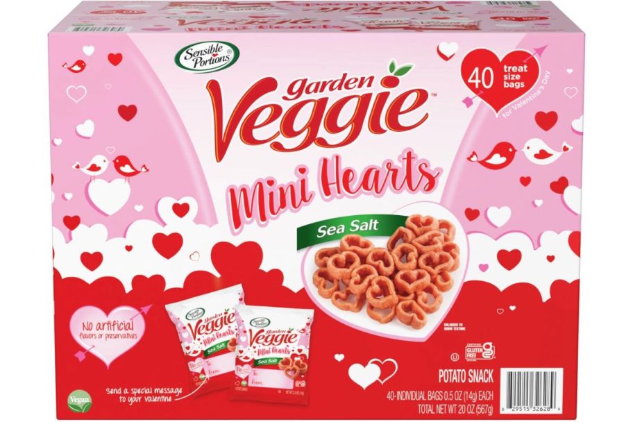 a box of veggie hearts potato snacks