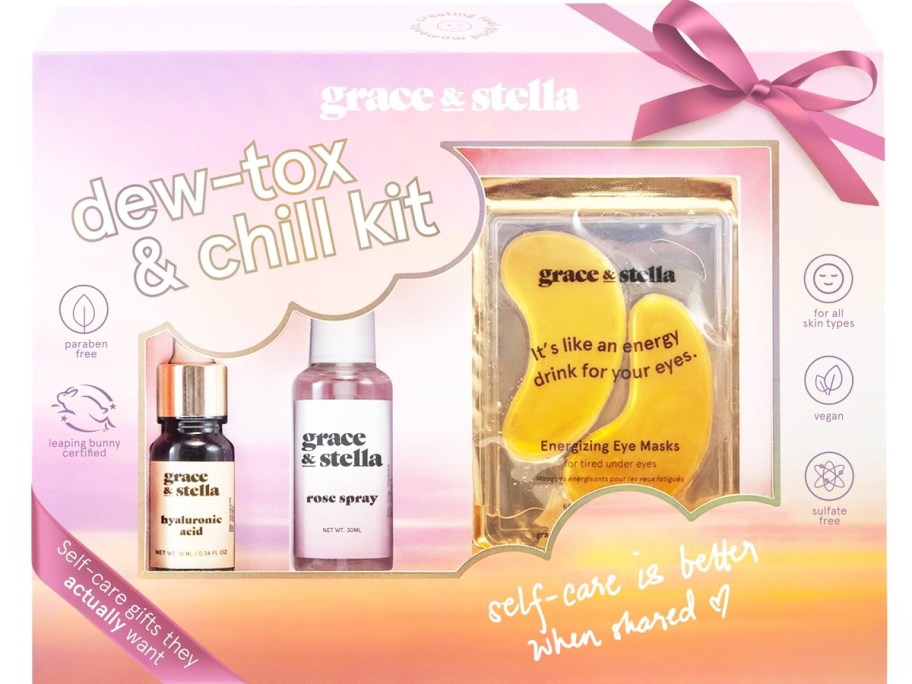 stock image of a Grace & Stella skincare gift set box