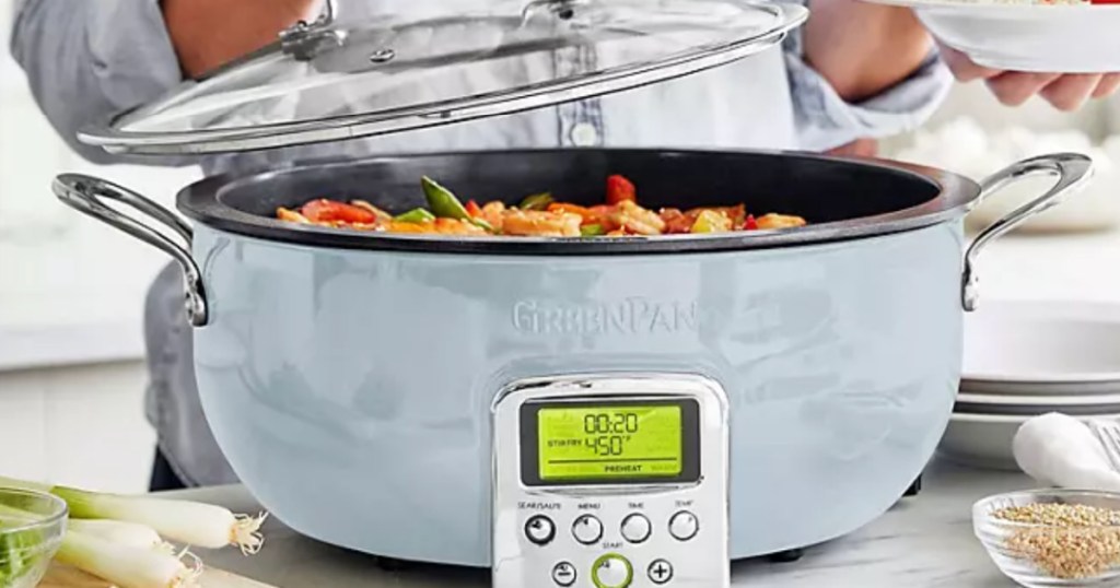 Women cook with the GreenPan Elite 6-Quart Essential Smart Nonstick Skillet.