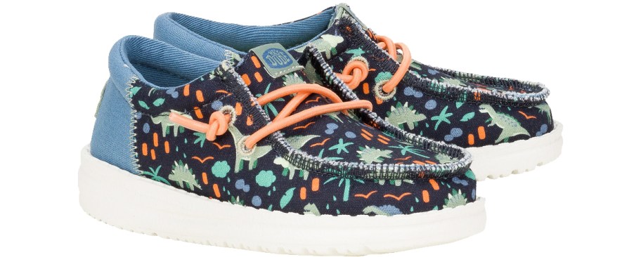 pair of dinosaur print sneakers