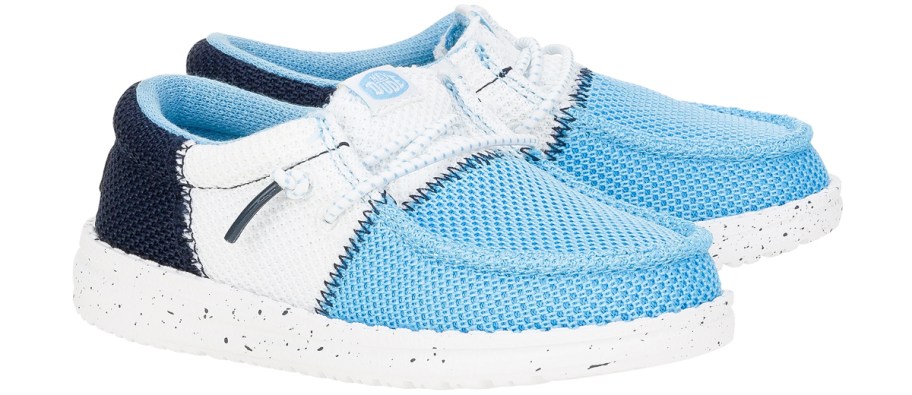 pair of blue and white sneakers