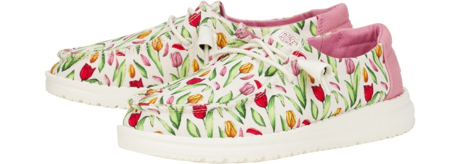 pair of tulip print sneakers