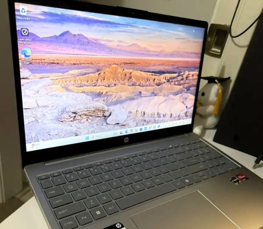 An HP 15.6" Touch-Screen Windows laptop