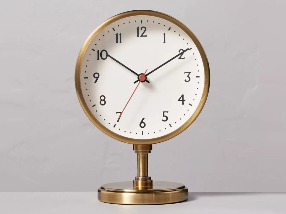 Hearth & Hand Brass Pedestal Table Clock Antique Finish