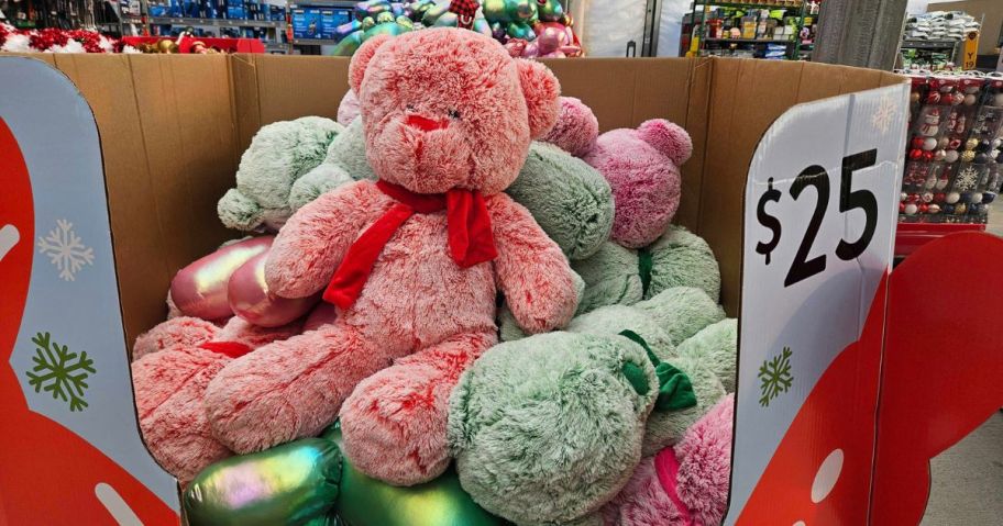 Holiday Time Plush Bears in a box in the store