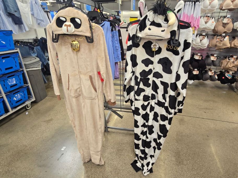 Holiday Time Women’s Cosplay Goat One Piece Pajamas displayed at the walmart store