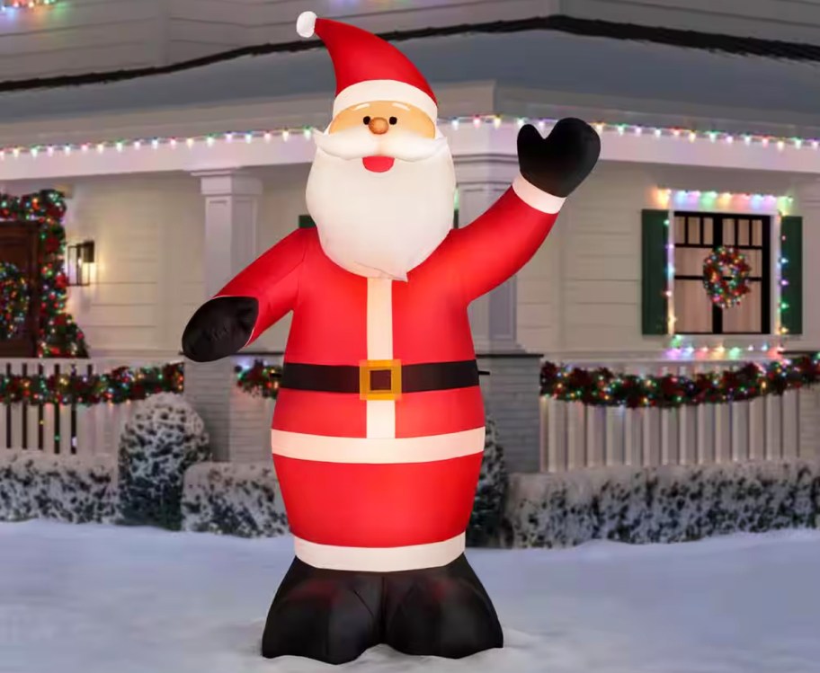 giant santa inflatable in yard