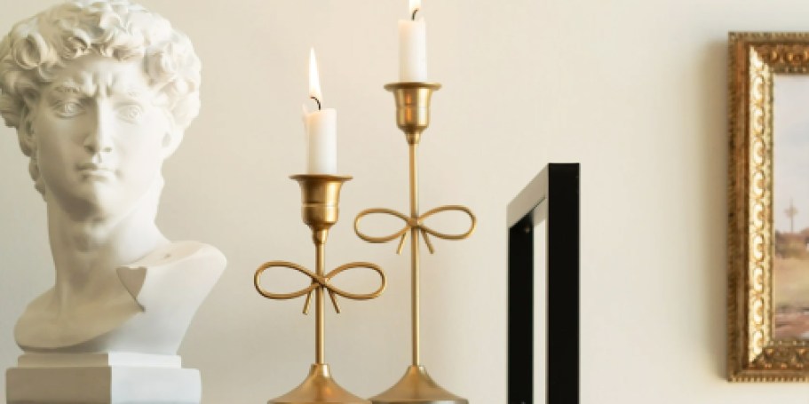 Adorable Bow Taper Candle Holders from $9.54 on Walmart.com