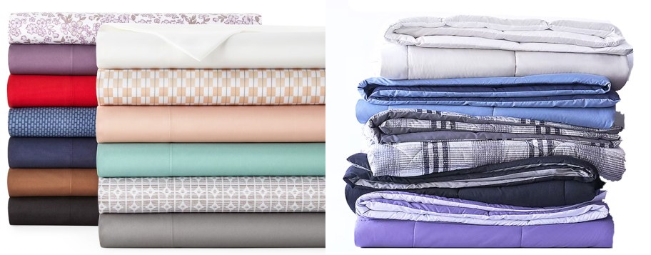 stacks of folded sheets and comforters