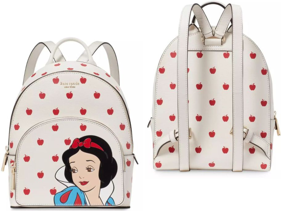 Stock images of front and back view of a Kate Spade New York Snow White Small Backpack