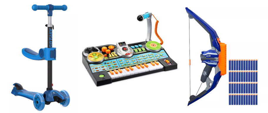 Kohl's Black Friday Toy Deals including NERF bow and arrow, push scooter, and a music making set