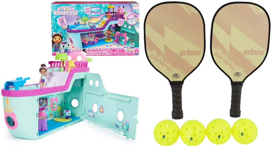 Gabby's Dollhouse Cruise Ship and pickleball set