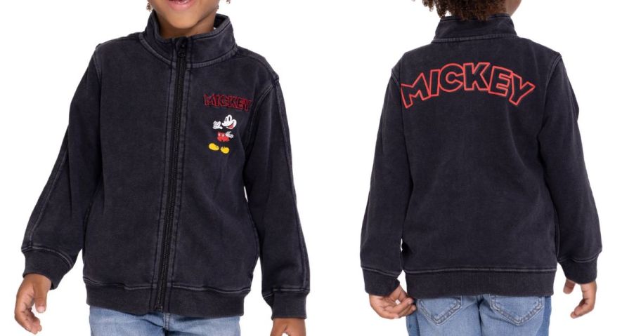 kid wearing Licensed Character Toddler Boy Washed Graphic Zip-Up Jacket