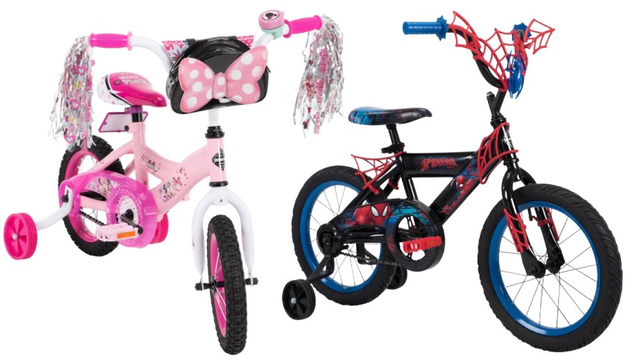 Mini mouse and marvel spider man kids bikes