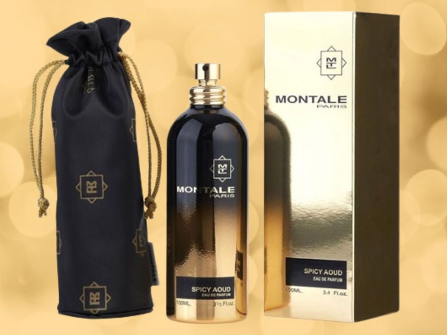 Montale Spicy Aoud Spray 3.3oz against gold background