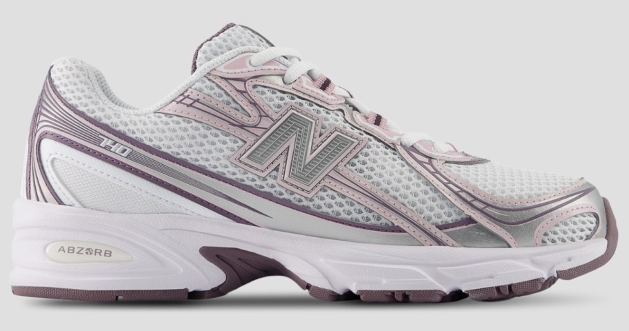 women's white purple and silver new balance shoe