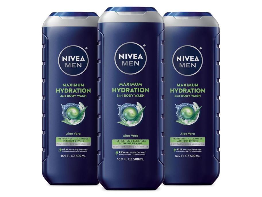 Nivea Men Maximum Hydration Body Wash 3-Pack stock image