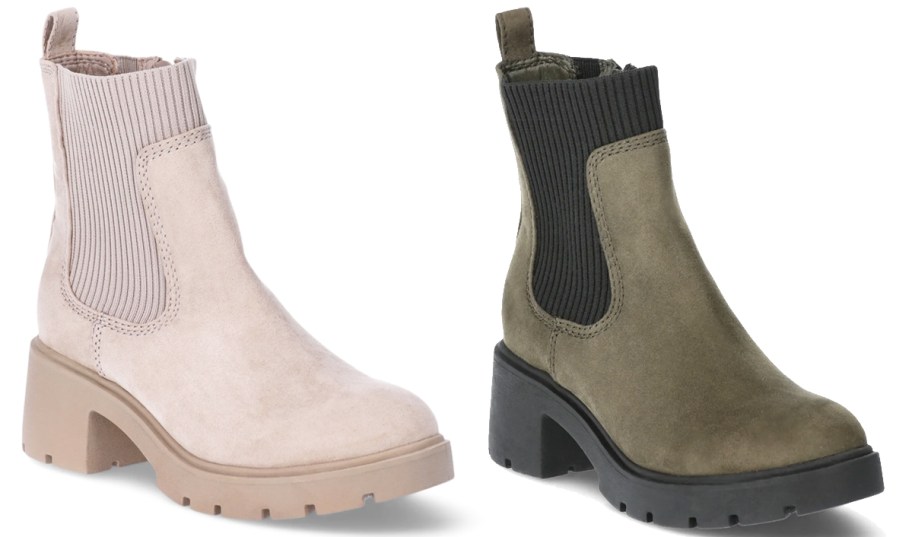 cream and green chelsea boots