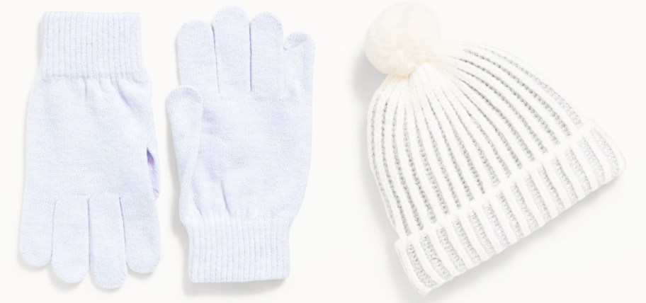 light blue gloves and white hat