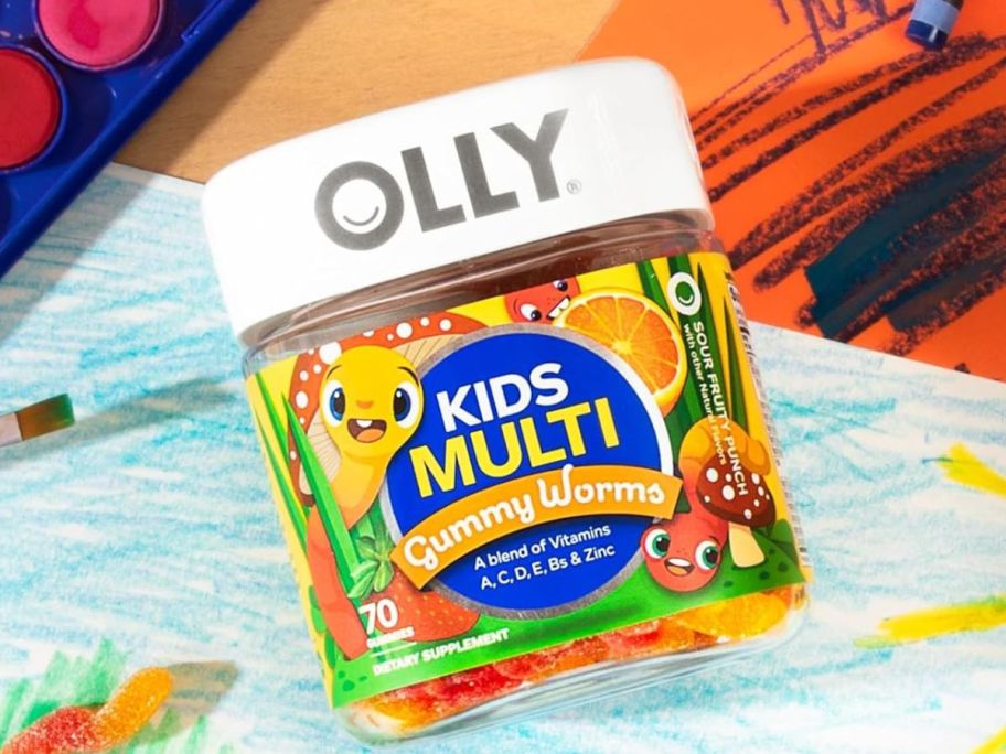 a jar of Olly Kids Multi Gummies