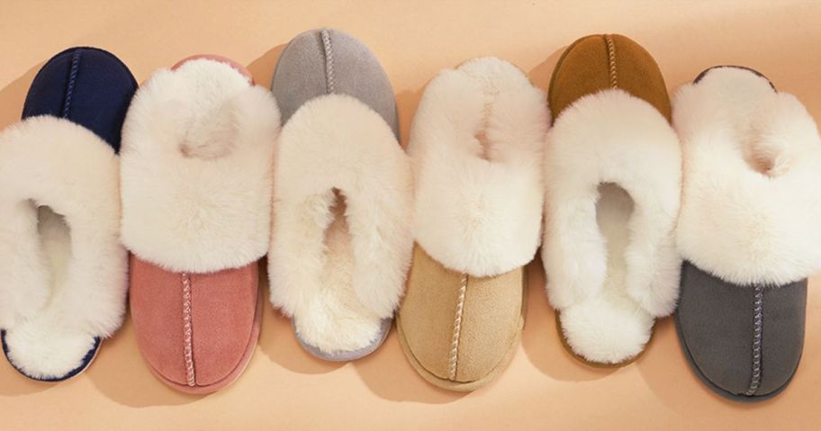 A line of Parlovable Women's Cozy Fur Slippers