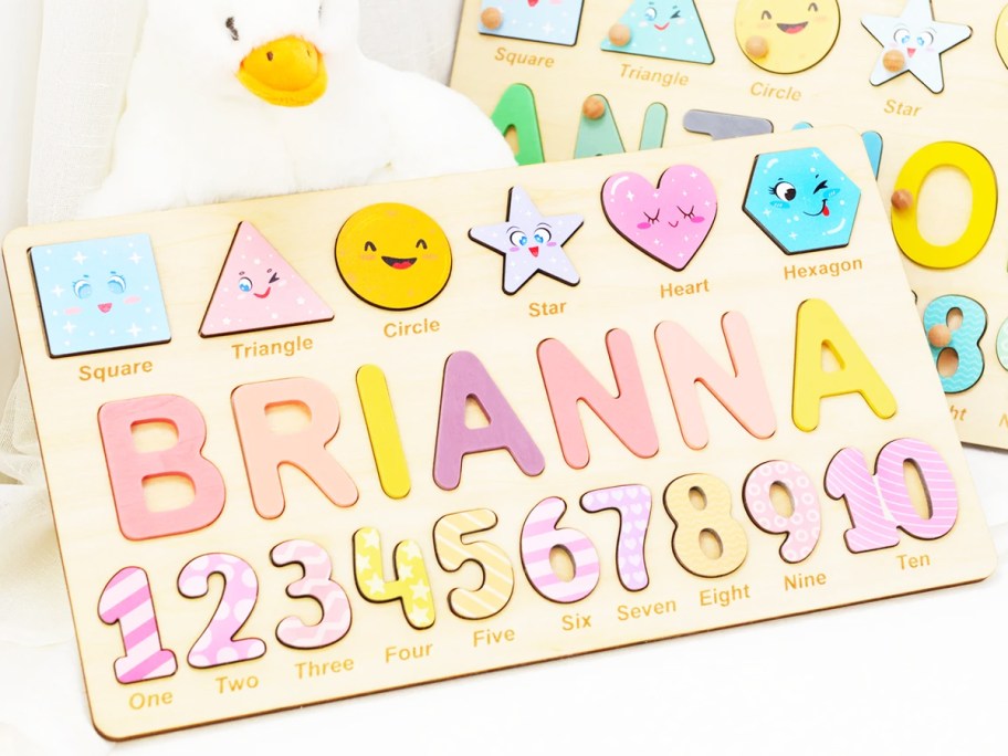 colorful Personalized Name Puzzle with shapes and numbers