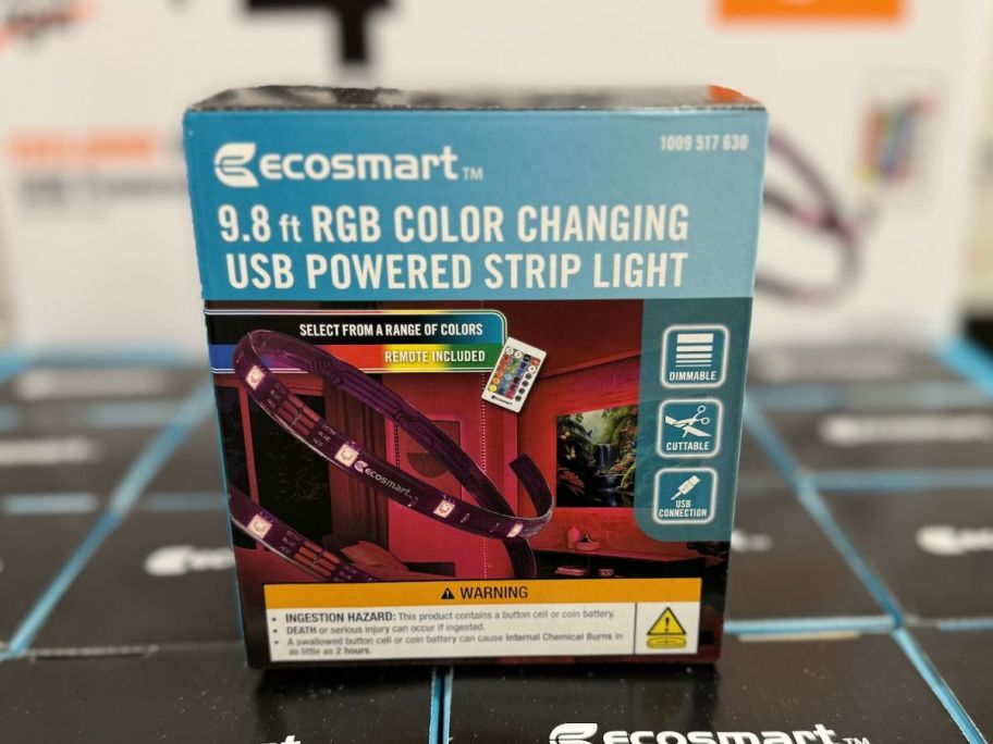 an rgb strip light in packaging in a store