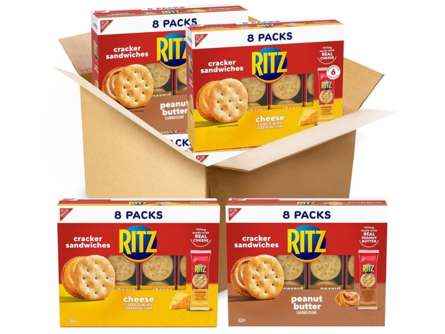 RITZ Peanut Butter & Cheese Sandwich Cracker Snack Variety 32-Count stock image