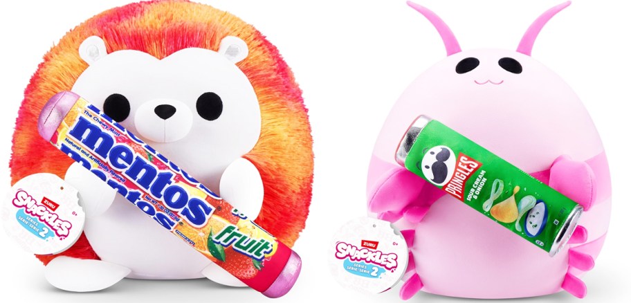 Mentos Hedgehog and Pringles Shrimp Snackles plush