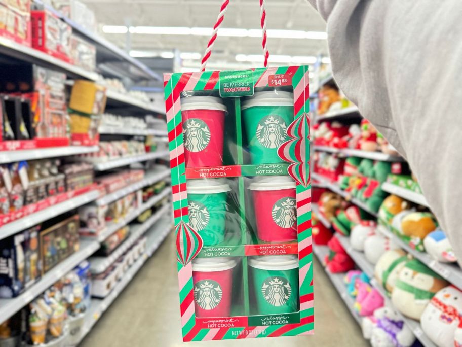 Starbucks Be Merrier Together Classic Hot Cocoa Set in hand in store