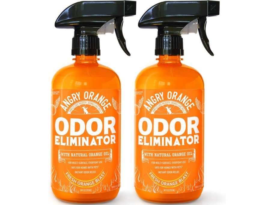 Stock image of 2 bottles of Angry Orange pet odor eliminator