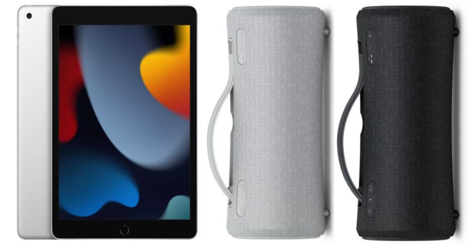 ipad and 2 bluetooth speakers