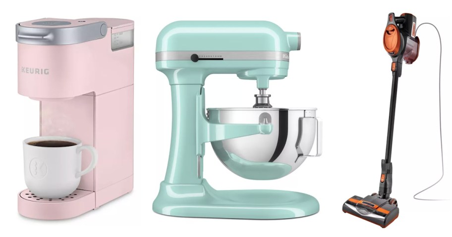 coffee maker, stand mixer and vacuum