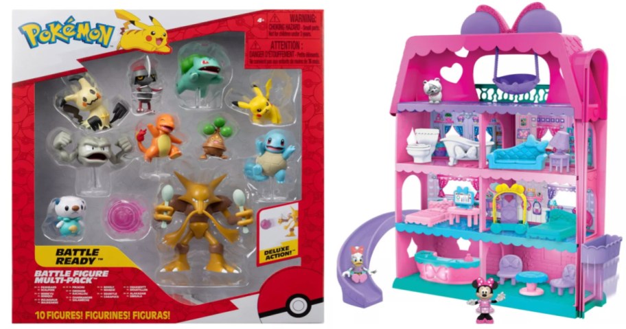 pkemon action figures and minnie play house