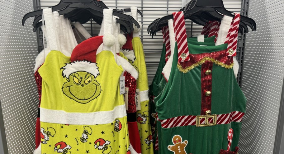 The grinch and gingerbread jumpsuits from Walmart