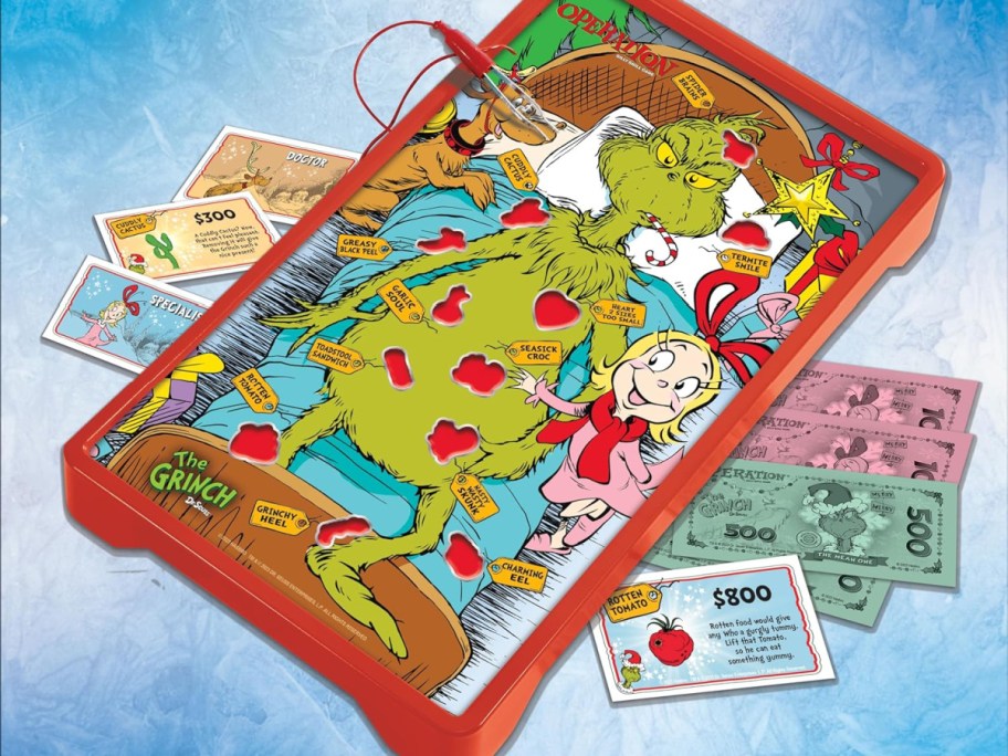 The grinch operations game with blue background