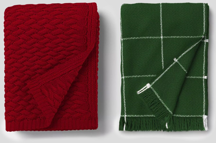 Threshold Chenille Knit Throw Blanket and Woven Windowpane Throw Blanket