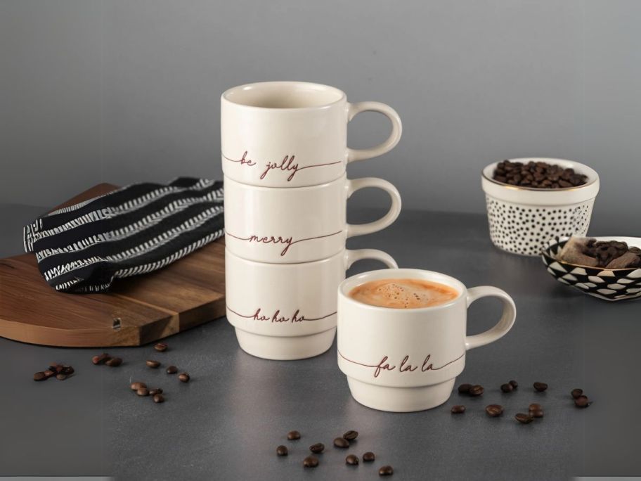 Thyme & Table 10.5oz Stacking Mug Set - Falala on counter